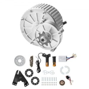 VEVOR Kit de Motor Eléctrico de CC 450 W: 36 V y 3000 RPM con Controlador de Velocidad Mejorado y Kit de Acelerador con Empuñadura Giratoria para Karts, Bicicletas Eléctricas, 117 x 112 x 129 mm