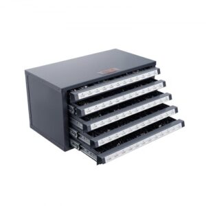 VEVOR Dispensador de Brocas 60 Compartimentos Etiquetados #1-#60 Caja de Almacenamiento de Brocas con 5 Cajones Caja de Taladro Vacía Apilable 37,5x20x20 cm Fácil Identificación para Taller Brocas