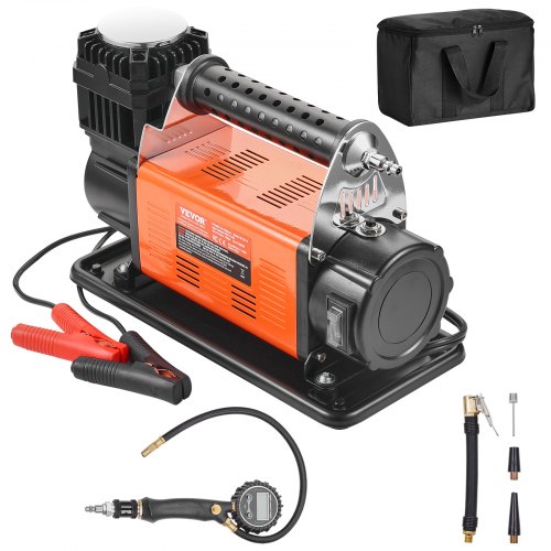 Compresor de aire de alta resistencia VEVOR de 12 V, con kit de inflado de neumáticos con medidor de presión digital, inflador de neumáticos portátil de 7,06 CFM, bomba de aire todoterreno de 150 PSI con adaptadores para camiones, automóviles, SUV, vehículos 4x4, vehículos recreativos