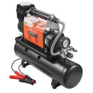 Compresor de aire de alta resistencia VEVOR de 12 V con kit de tanque de 6 L, inflador de neumáticos portátil de 6,35 CFM, compresor de aire todoterreno de 150 PSI con inflador de neumáticos con manómetro digital para camiones, automóviles, SUV, vehículos 4 x 4, vehículos recreativos