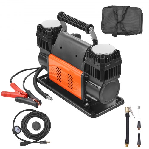 Compresor de aire de alta resistencia VEVOR de 10,6 CFM, inflado rápido en 30 s, inflador de neumáticos portátil de doble cilindro, bomba de aire todoterreno de 12 V y 150 PSI con adaptadores para camiones, automóviles, SUV, vehículos 4x4 y vehículos recreativos