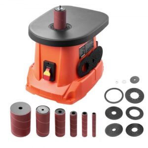 VEVOR Lijadora de Husillo Oscilante, 2000 RPM, 6 Manguitos 12,7–76,2 mm, Carrera 16 mm y Mesa de Hierro Fundido 397 x 295 mm, a Acabado de Muebles, Manualidades y Carpintería, 295 x 400 x 420 mm