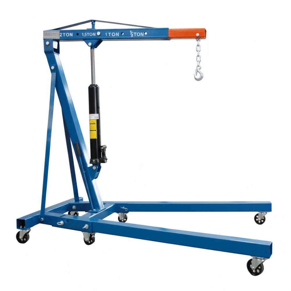 Grúa Hidráulica de Taller Plegable 2 Toneladas – Elevador para Motores y Maquinaria con Brazo Ajustable, Ruedas Giratorias y Estructura Reforzada – Ideal para Garajes y Talleres