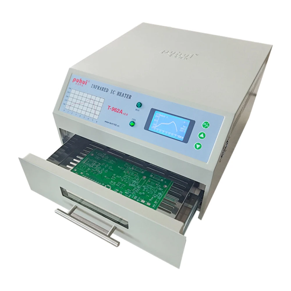 Horno de RefLow Infrarrojo T-962A V2.0 Puhui | Reballing BGA/SMD, Área 300x320mm, Control Digital, SMD/BGA, PCB