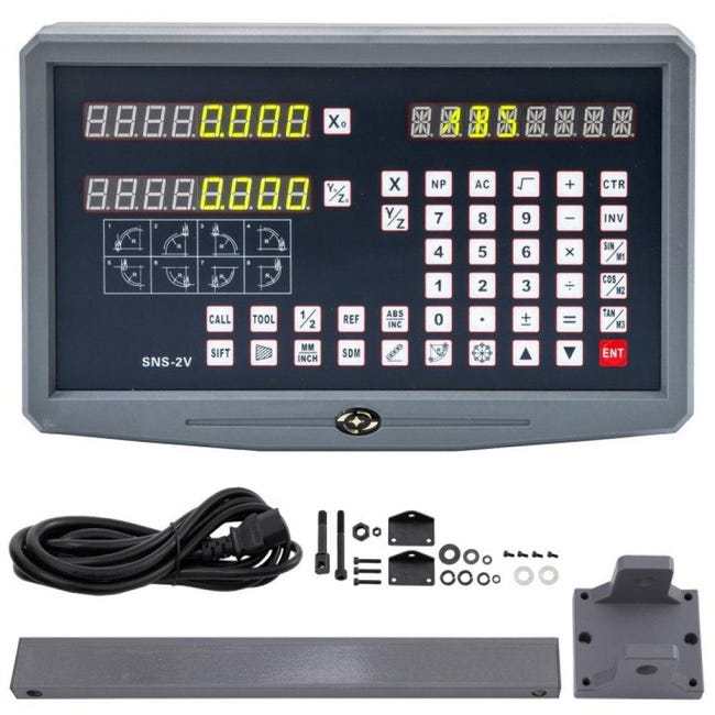 Sistema de lectura digital DRO de 2 ejes con reglas lineales para fresadora y torno TEKMAQUINAS