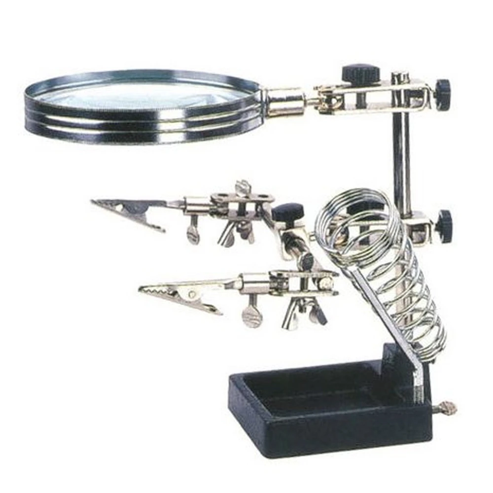 Soporte Con Lupa Especial Manos Libres Para Electronica Y Hobby + Soporte Soldador + Soporte Soldado