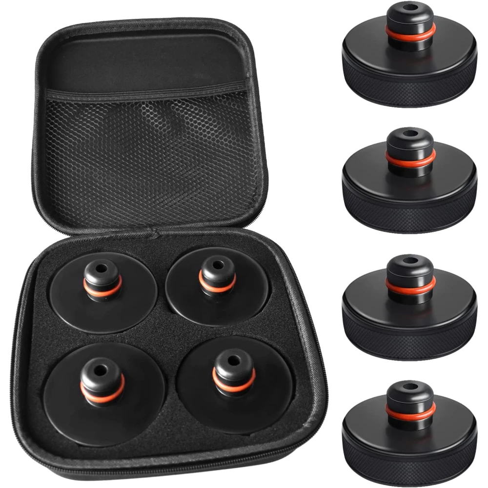 Taco de Goma para levantar vehiculos Tesla Model 3/S/X/Y, 4 discos goma con un estuche de almacenamiento, accesorios para vehículos Tesla Taco goma para gato elevación.