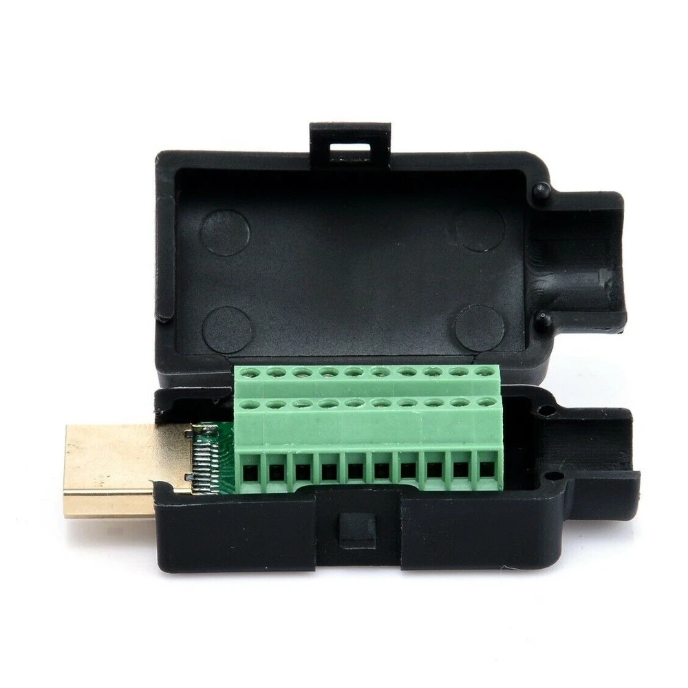Terminales De Desconexión De Enchufe Hdmi 19p Conector Sin Soldadura Con Kit De Cubierta Negra Macho