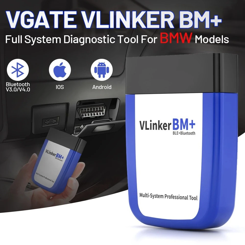 Vgate vLinker BM+ Escaner de Diagnostico Bluetooth 4.0 ELM327/ELM329 OBD2 para BMW/MINI compatible con iOS y Android