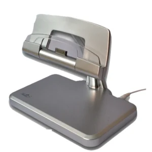 Base rotativa de carga y stand para iPad con cable USB y diseño compacto