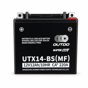 Batería Moto AGM 12V 12Ah OUTDO UTX14-BS(MF) - Compatible Yuasa YTX14-BS / GTX14-BS / ETX14-BS