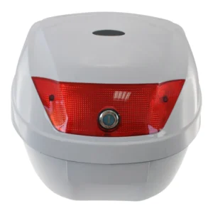 PRODUCTO REACONDICIONADO - Baúl de moto universal 28L blanco - Maleta portacasco para 1 casco