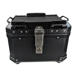 PRODUCTO REACONDICIONADO - Baúl de moto universal 36L con respaldo lumbar y maletero cuadrado en ABS negro