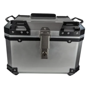 PRODUCTO REACONDICIONADO - Baúl universal moto 45L plata - Maleta portacascos cuadrado para 1 casco
