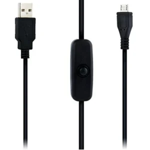 Cable con Interruptor USB A Micro USB para Raspberry Pi 1m Negro