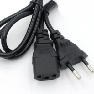 Cable de alimentación 1,2m con enchufe plano 2 pines y conector recto C13 para PC