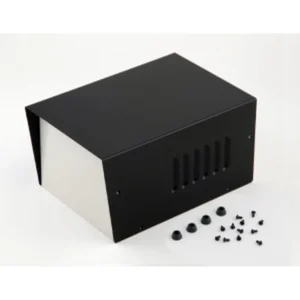 Caja metálica para proyectos 220x120x160mm con ventilación y accesorios incluidos