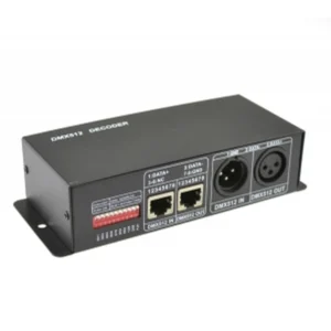 Controlador DMX512 para tiras LED RGB 12/24VDC con 3 canales y 4A por canal