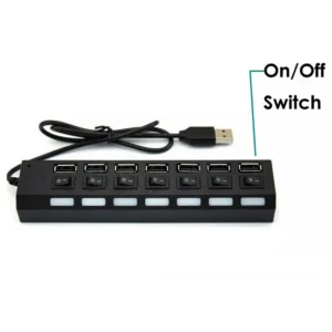 Hub USB 2.0, 7 puertos con fuente de alimentación europea color negro