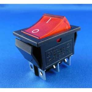 Interruptor basculante rojo con neon 6 pines KCD4 de satkit