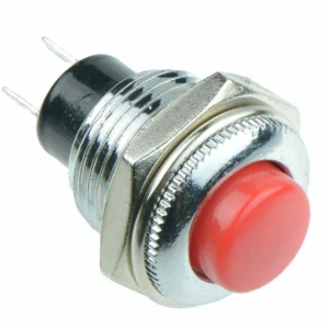 Interruptor Momentáneo Redondo Rojo Metal ON/OFF para proyectos electrónicos