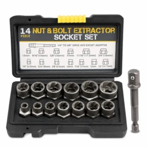 Juego Extractor Tornillos Tuercas Rotas 14 Piezas Acero HSS Saca Pernos Dañados