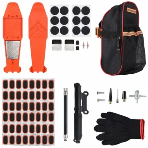 Kit Reparación Pinchazos Neumáticos Moto Bicicleta 81 Piezas Mechas Punzón Tubeless