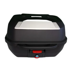 PRODUCTO REACONDICIONADO - Maleta portacasco moto 47L - Baúl universal desmontable con cerradura y respaldo