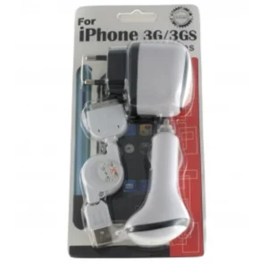 Pack 3 en 1 cargadores para Apple iPod, iTouch, iPhone 3G - cargador coche y pared