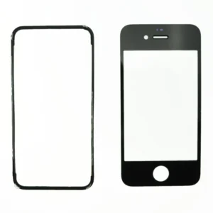 Pantalla de Cristal iPhone 4 Negra con Marco Adhesivo para Reparación