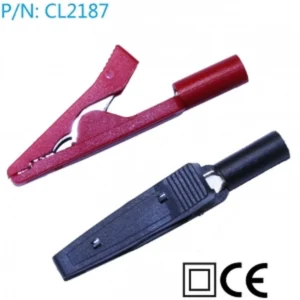 Pinzas cocodrilo con conexion banana 2mm pack 2 unidades rojo-negro Amass