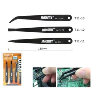 Pinzas de plástico antiestáticas JM-T11 - Set con pinzas curvas y rectas para electrónica