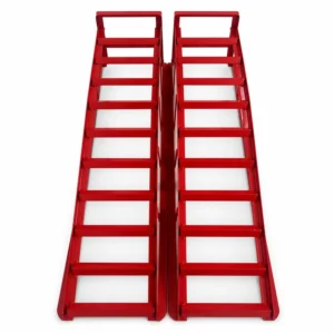 Rampas de Acero para Coche 2 Toneladas (4.400 lbs) — Set de 2 Rampas de Servicio Portátiles para Cambio de Aceite y Mantenimiento, Rojas TSX TOOL