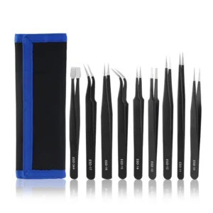 Set 9pc Pinzas de Precisión Acero Inox con Recubrimiento Antiestático TSX TOOL