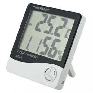 Termómetro digital higrómetro y reloj HTC1 con alarma y alta precisión
