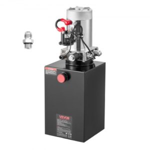 VEVOR Bomba Hidráulica de Simple Efecto 15 Cuartos 12 V CC, Bomba del Remolque Volquete Caudal de 3,4 L/min, con Depósito Metálico para Elevación de Vehículos, Elevadores de Tijera, Apiladores