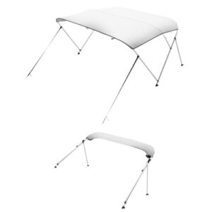 VEVOR Toldo Bimini para Barco de 3 Arcos, Poliéster 600D con Estructura de Aleación de Aluminio, Impermeable, Protección Solar, con Bolsa de Almacenamiento, 182 x 199-213 x 117 cm, Gris Claro