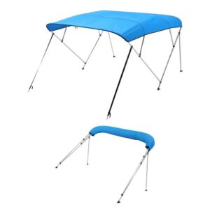 VEVOR Toldo Bimini para Barco 4 Arcos, de Poliéster 600D, Aleación de Aluminio, Impermeable y Parasol, Bolsa de Almacenamiento, 2 Postes de Soporte, 4 Correas, 244 x 216 x 137 cm, Azul Pacífico