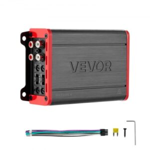 VEVOR Amplificador para Automóvil 4 Canales Puenteable Clase D, Máximo 4 x 120W a 4 ohmios y 4 x 200W a 2 ohmios, Amplificador Estéreo de Audio para Coche para Vehículo Todoterreno Camioneta SUV Sedán