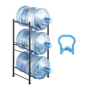 VEVOR Soporte para Jarra de Agua 3 Niveles Estante para Botellas de Agua 332x330x746 mm Soporte para 3 Botellas Estante para Jarras de Agua Resistente para Cocina, Oficina, Sala de Estar, Negro
