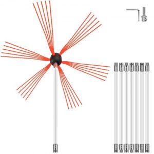 VEVOR Deshollinador Cepillo Nylon Cepillo Deshollinador 8 m Kit Deshollinador Flexibles 8 Varillas Deshollinador de Chimeneas 6M 8M 10M 12M Deshollinador de Chimeneas Leña Limpia Chimeneas