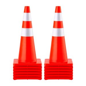 VEVOR Cono de Tráfico Reflectante 12 Piezas 70 cm Pedestal de Obra de PVC Naranja, Cono de Seguridad con 2 Collares Reflectantes, para Demarcación de Estacionamiento de Emergencia en Estacionamiento