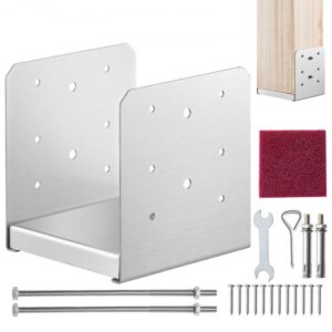 VEVOR 1 Pieza Soportes para Postes de Madera 6"x6" (152x152 mm) Base de Anclaje de Acero Inoxidable para Poste de Madera Tamaño Interno 185x198 mm para Barandilla, Pasamanos, Pabellón, Porche, Terraza