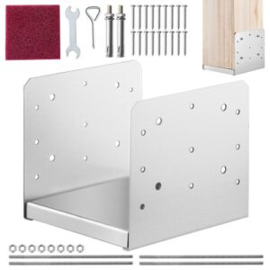 VEVOR 1 Pieza Soportes para Postes de Madera 8"x8" (203x203 mm) Base de Anclaje de Acero Inoxidable para Poste de Madera Tamaño Interno 185x198 mm para Barandilla, Pasamanos, Pabellón, Porche, Terraza