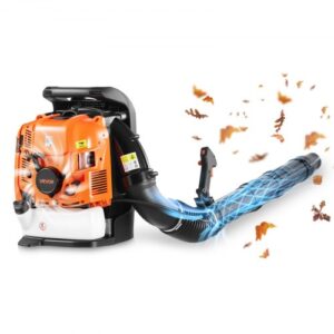 VEVOR Soplador de Hojas 75,6 cc Soplador Tipo Mochila a Gasolina para Hojas, Motor de 4 Tiempos, Tanque de Combustible 1,8 L, Volumen 1045 m³/h, Velocidad 317 km/h, para Limpiar Patio Jardín Césped