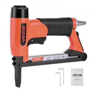 VEVOR Grapadora Neumática, Clavadora Neumática de Punta Larga para Grapas de Alambre Fino Serie 80, Corona de 12,8 mm, Longitud de 6-16 mm, 150 Clavos, para Tapicería, Carpintería, Calibre 21
