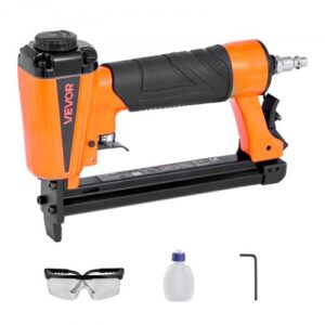 VEVOR Grapadora Neumática Calibre 21, Compatible con Grapas Estándar de la Serie 80, Ancho de Corona de 12,8 mm, Longitud de 6-16 mm, 4,8-7,6 bar, para Carpintería y Tapicería, 240 x 48 x 165 mm