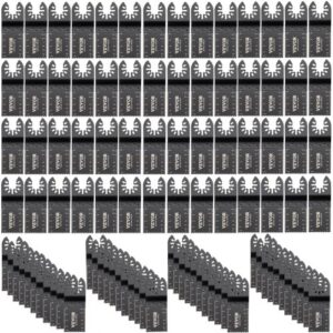 VEVOR Hojas de Sierra Multiherramienta Oscilante 100 Piezas Kit de Hojas de Sierra Oscilante Cuchillas de Herramientas Oscilantes Material de HCS con Caja de Plástico para Madera y Metal