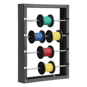 VEVOR Portacarretes de Alambre, Soporte de Pared para Carretes de Alambre de Acero Laminado en Frío con 4 Varillas Ajustables Dispensador de Cables Carga de 68 kg para Uso Industrial, Eléctrico