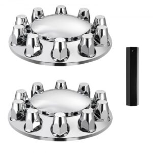 VEVOR Cubiertas de Rueda de Eje Delantero Abovedado para Camión Semirremolque, Resistentes a la Oxidación con Revestimiento de ABS, Ajuste Universal, Herramienta de Instalación Incluida, ? 352 x 90 mm